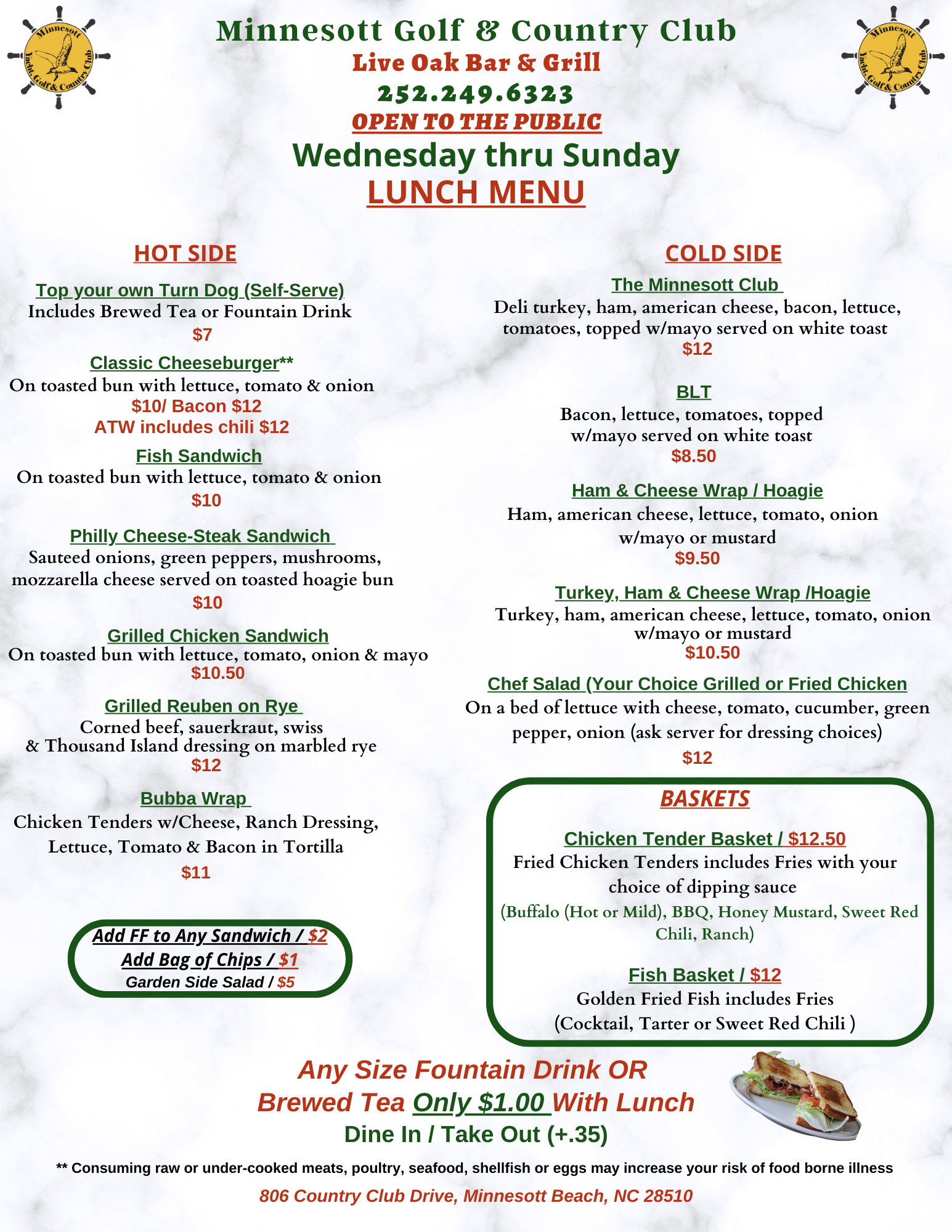 WEDNESDAY THRU SUNDAY MENU 2